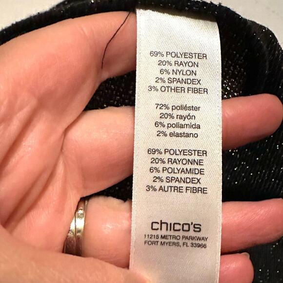 Chico's Quilted Black Career Blazer Jacket Women's Size M Medium - Picture 8 of 8